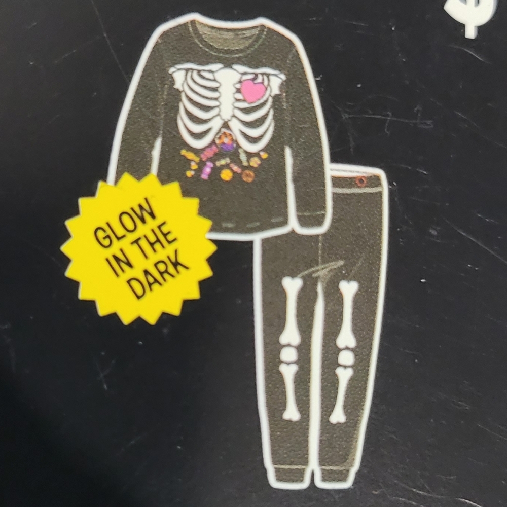 Halloween PJ Set - Glow in Dark Girls Sz Med 7/8